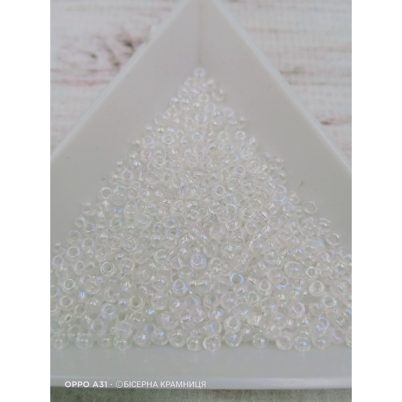 58135 бісер №10 Preciosa (Чехія) 5 грамів. Глазурований прозорий райдужний