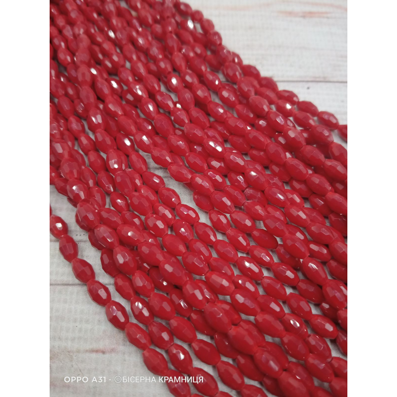 Намистини-овал, 5*3 мм. Колір вишні, непрозорі