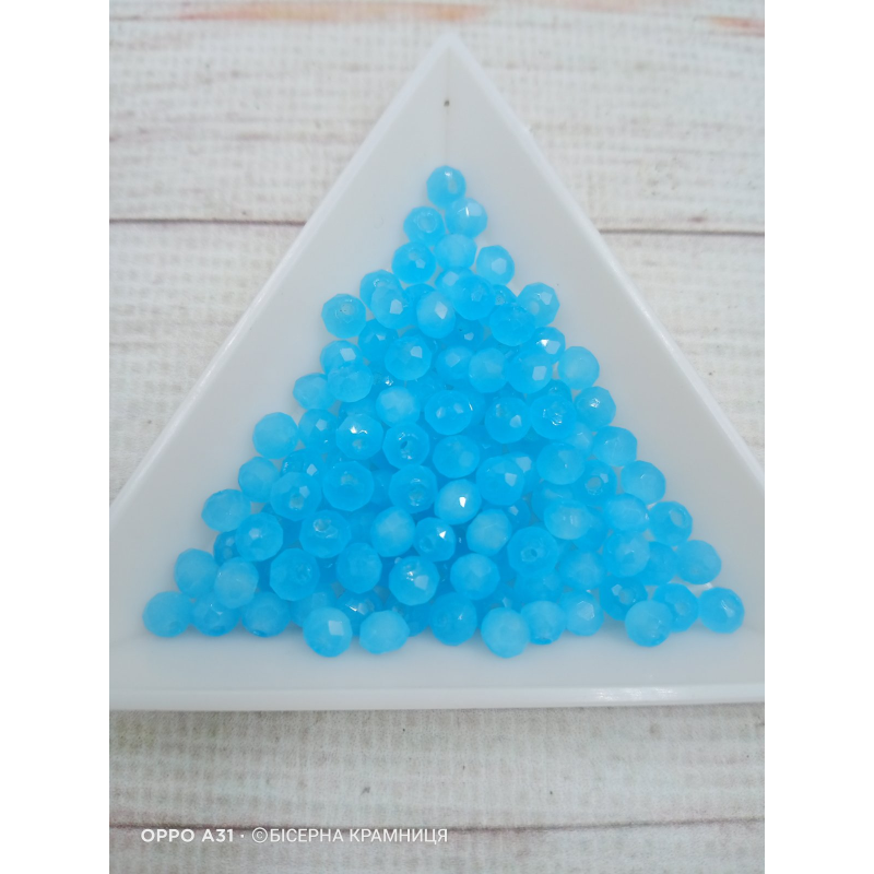 Ронделі, розмір 4*3 мм. Небесно-блакитні напівпрозорі