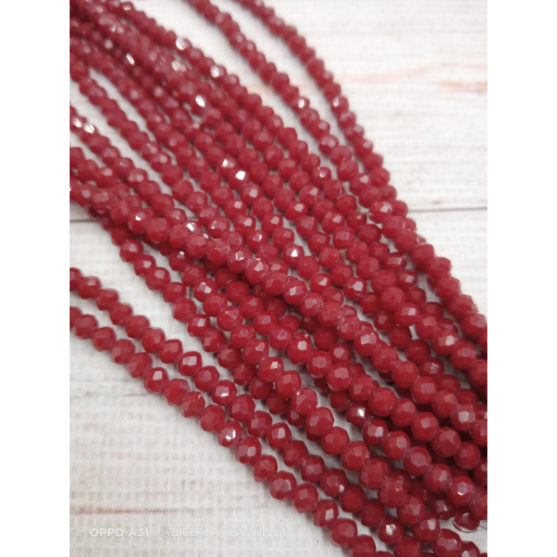 Ронделі, розмір 4*3 мм. Стигла вишня, непрозорі 